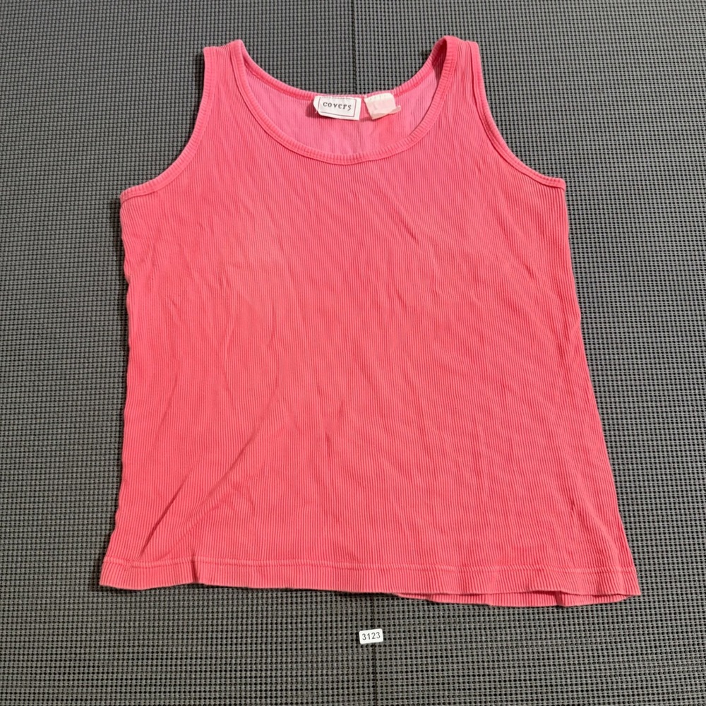 Covers Pink Ribbed Scoop Neck Sleeveless Tank Top Womens Size Estimated Medium